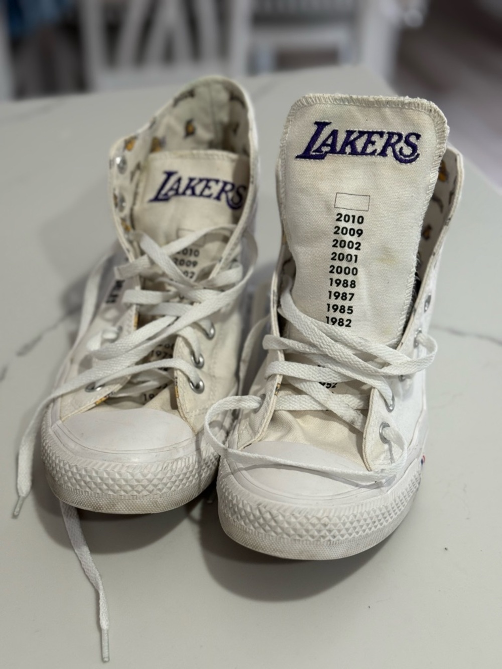 Converse NBA LA Lakers White Purple High-Top Sneakers very good condition. - Picture 14 of 16
